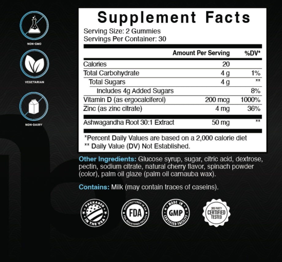 Ashwagandha with D2 + Zinc Gummies
