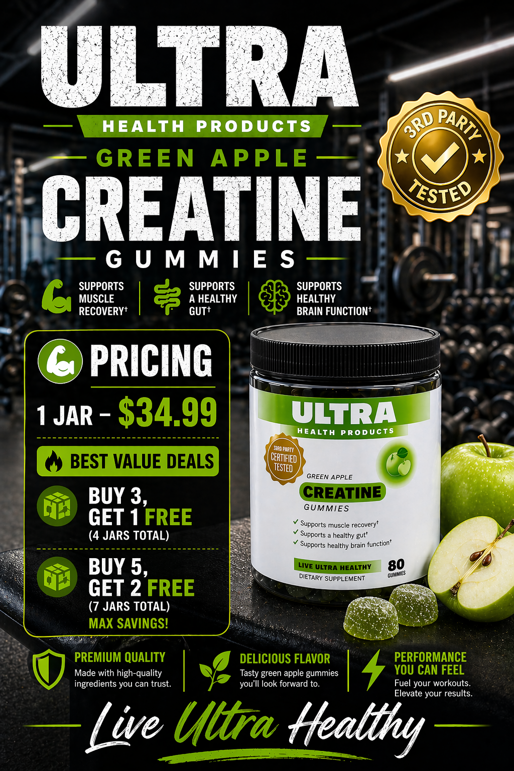 Creatine Gummies - Green Apple