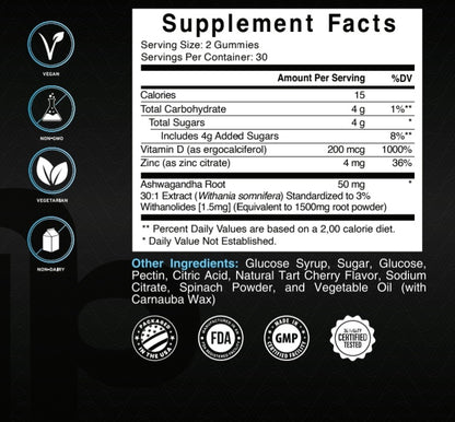 Ashwagandha with D2 + Zinc Gummies